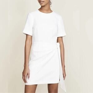 Cinq A Sept Bia Sheath Dress Size 00 Ivory Drape Tie‎ Mini Preppy Party Glam NWT